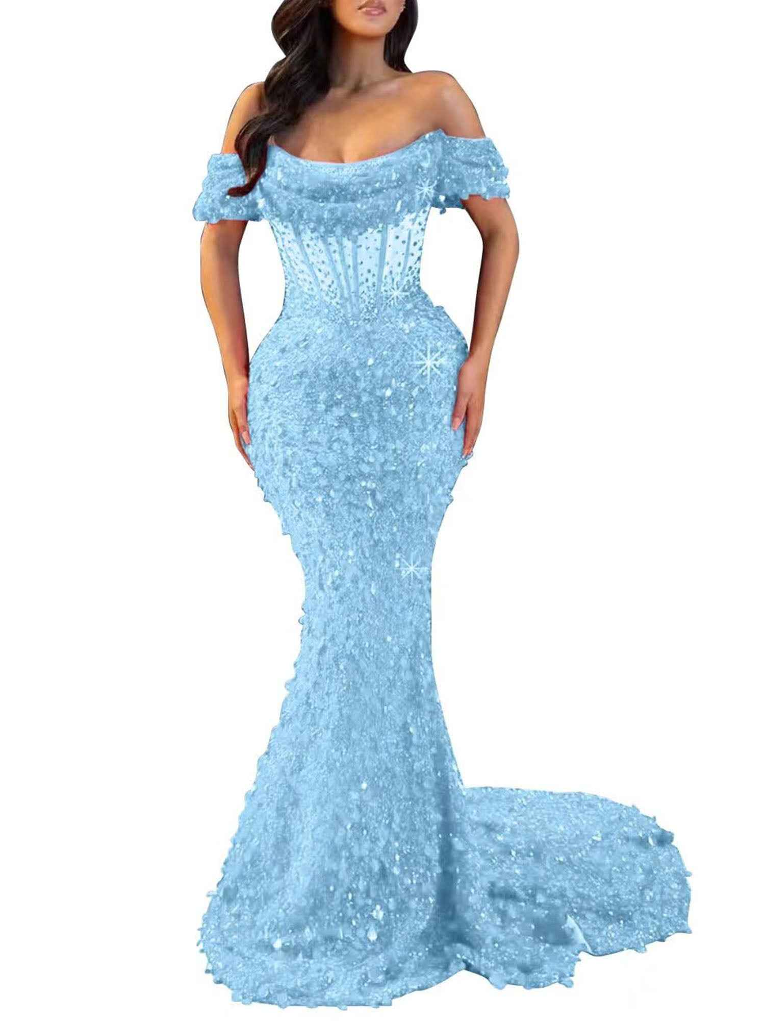 Trumpet/Mermaid Off The Shoulder Sequin Long Prom Dress