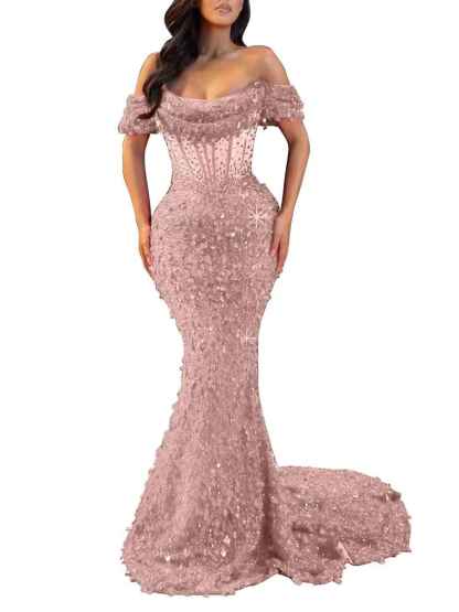 Trumpet/Mermaid Off The Shoulder Sequin Long Prom Dress