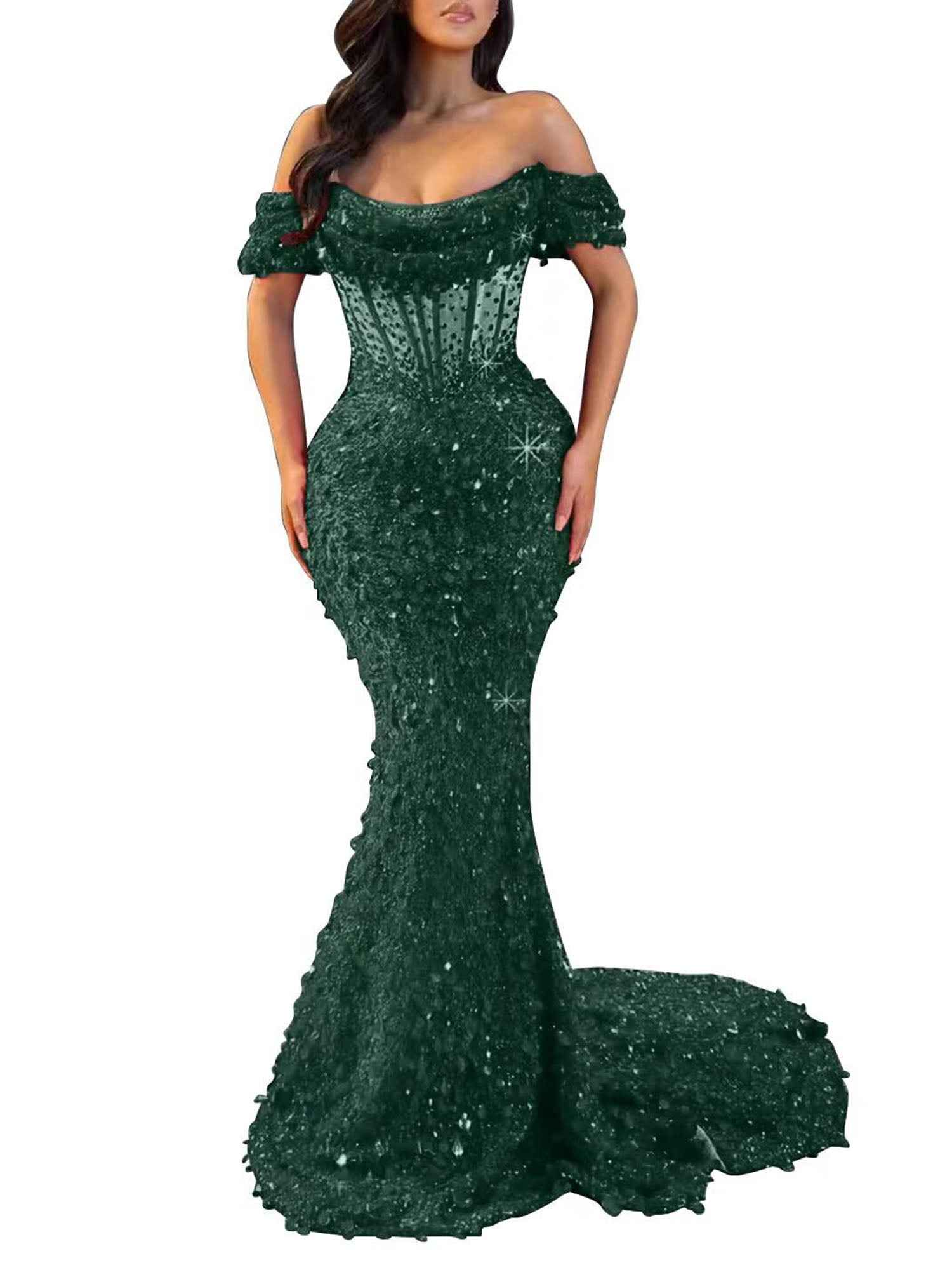 Trumpet/Mermaid Off The Shoulder Sequin Long Prom Dress