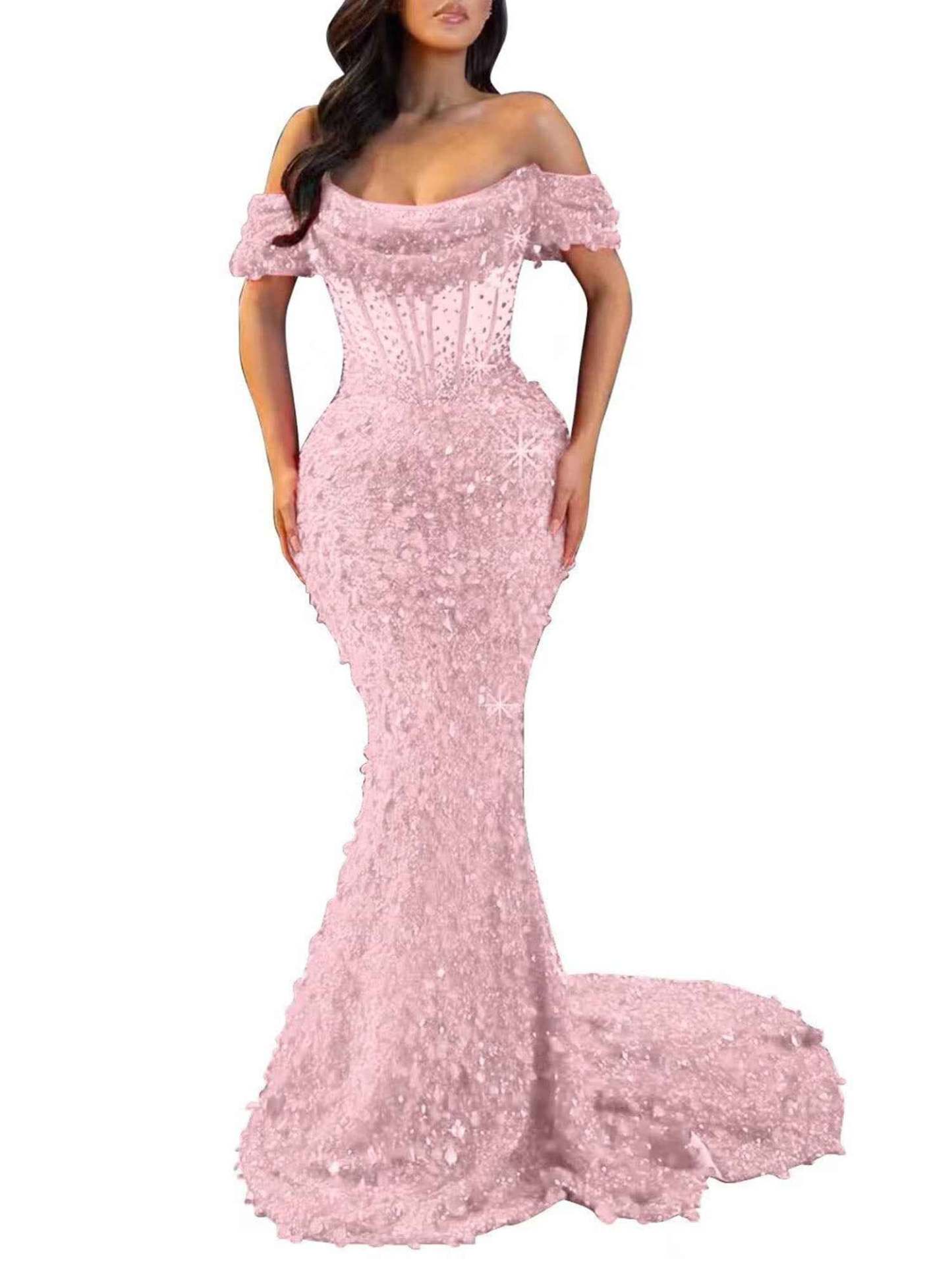 Trumpet/Mermaid Off The Shoulder Sequin Long Prom Dress