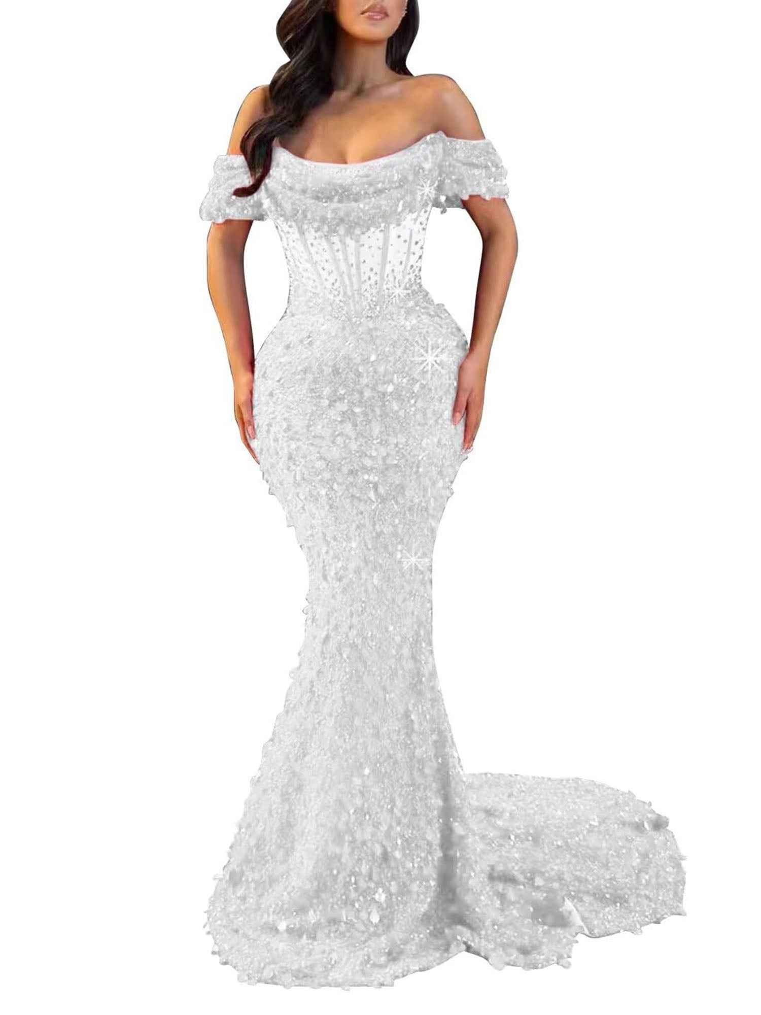 Trumpet/Mermaid Off The Shoulder Sequin Long Prom Dress