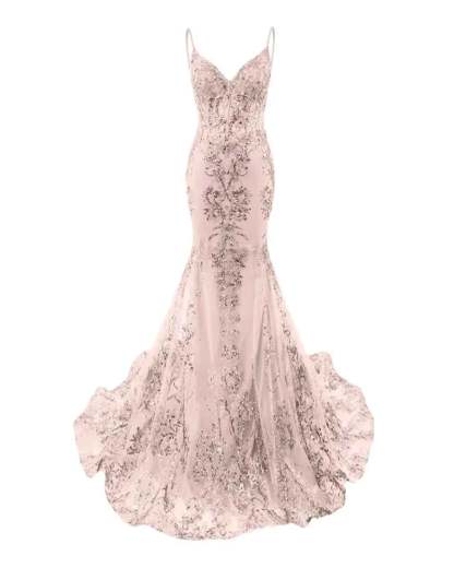 Trumpet/Mermaid Spaghetti Straps Sparkly Sequin Lace Applique Long Prom Dress