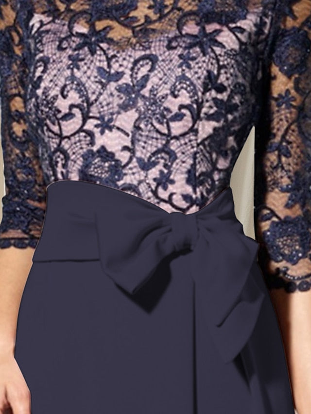 Floor-Length Mother of the Bride Sheath/Column Jewel Neck Dresses-BMbridal