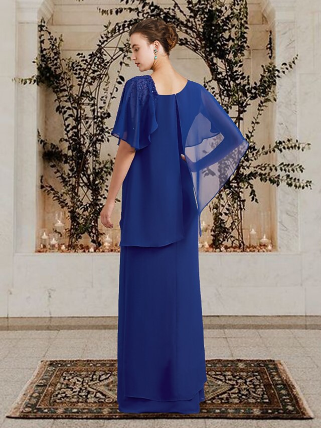 Floor-Length Bateau Neck Mother of the Bride Sheath/Column Dresses-BMbridal