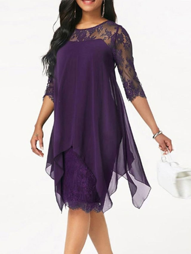 Knee-Length Mother of the Bride Sheath/Column Jewel Neck Dresses