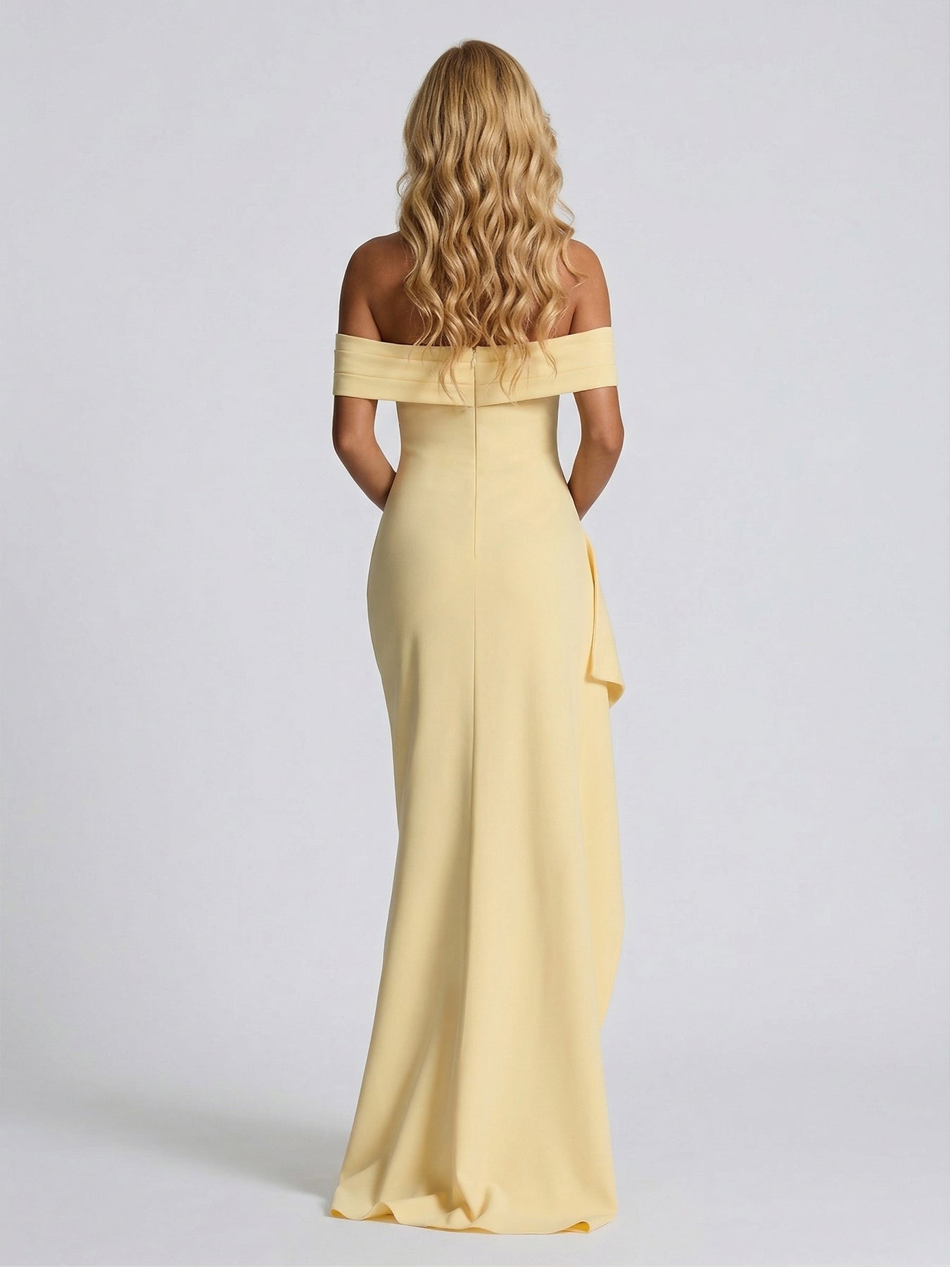 Sheath Column Off the Shoulder Scarf Wrap Floor Length Bridesmaid Dresses with Pleats Split Side