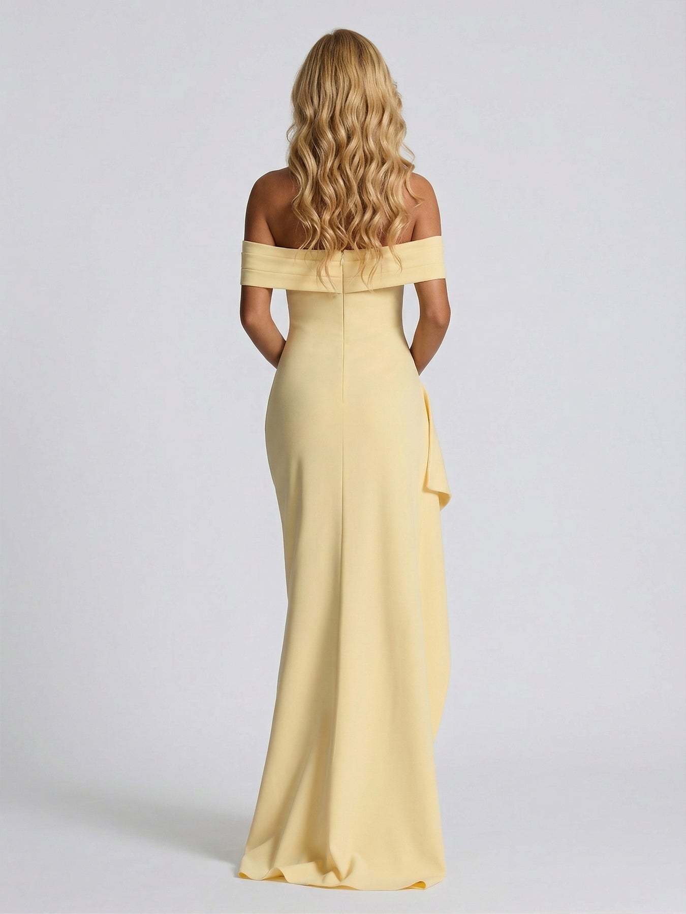 Sheath Column Off the Shoulder Scarf Wrap Floor Length Bridesmaid Dresses with Pleats Split Side
