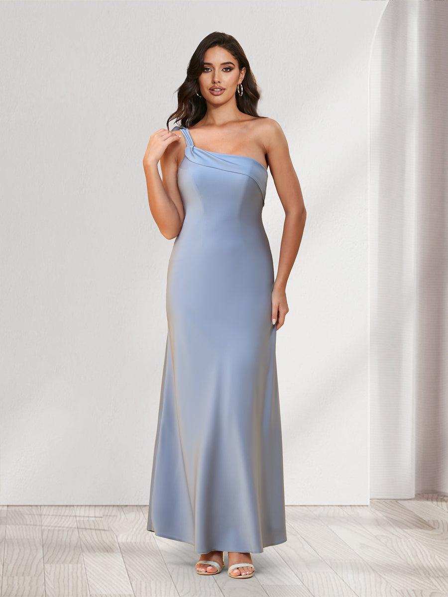 Sheath/Column One-Shoulder Ankle-Length Bridesmaid Dresses