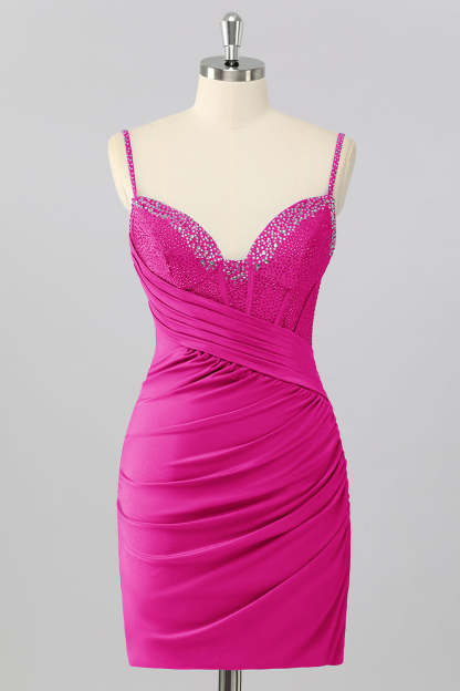 Sparkly Royal Blue Bodycon V Neck Short Corset Homecoming Dress with Beading