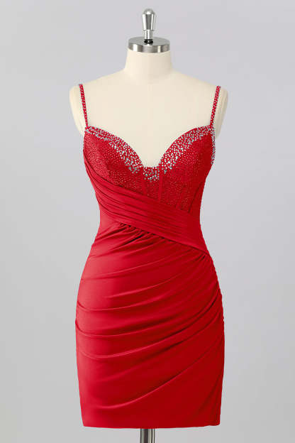 Sparkly Royal Blue Bodycon V Neck Short Corset Homecoming Dress with Beading