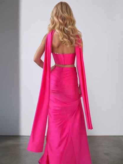 Strapless Mermaid Long Corset Prom Dress with Slit