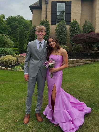 Strapless Mermaid Ruffle Long Prom Dress with Slit