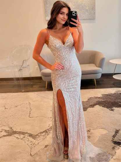 Sweetheart Strapless Empire Lace Mermaid Long Prom Dress