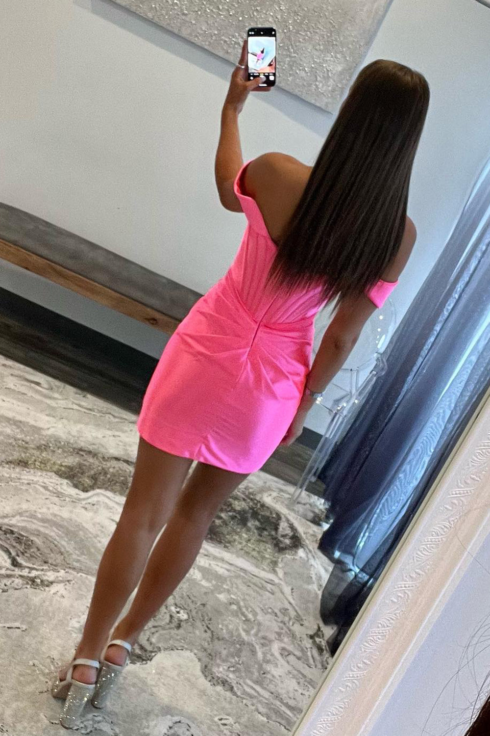 Trendy Bodycon Off the Shoulder Royal Blue Short Homecoming Dress with Ruched