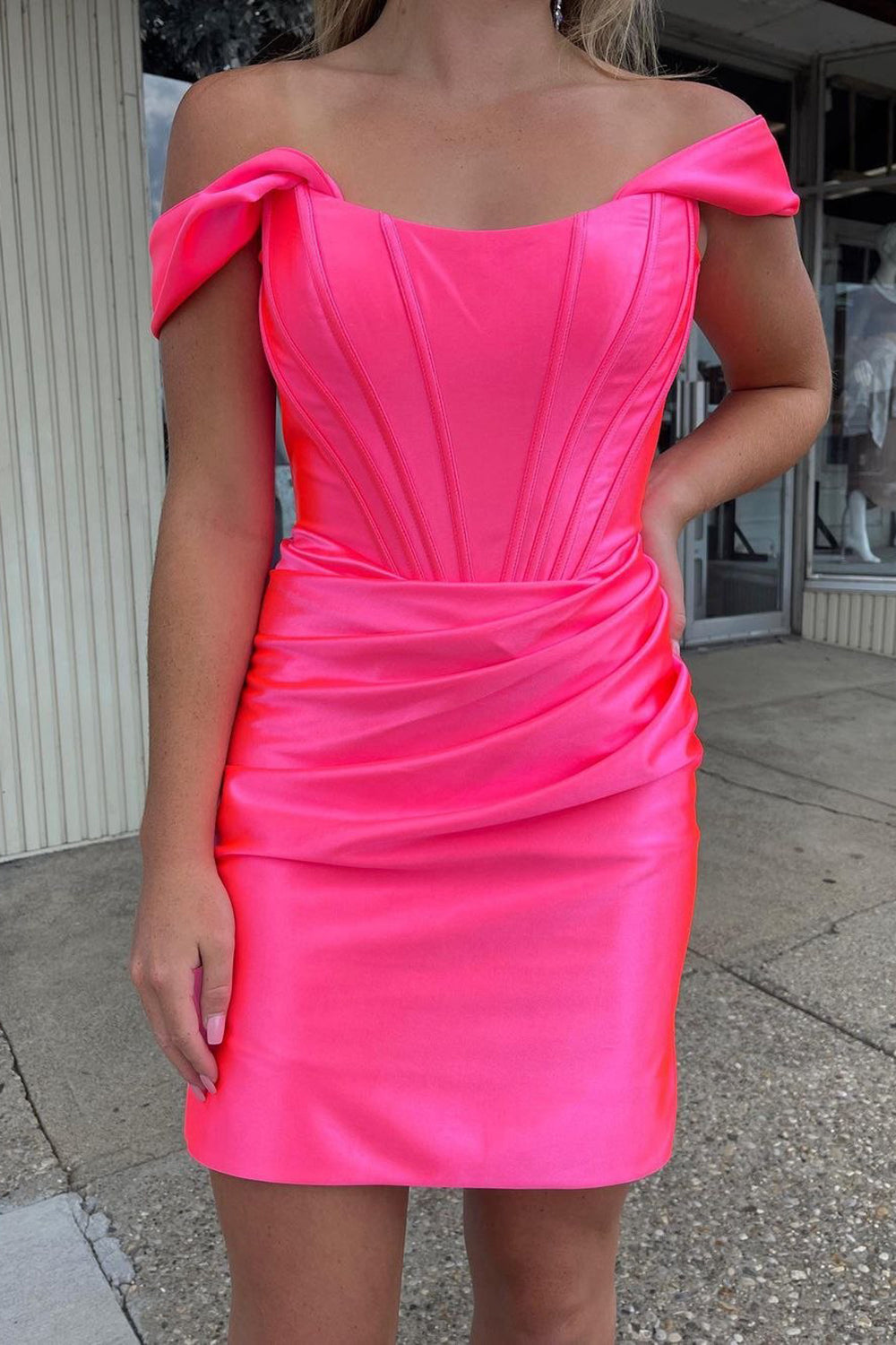 Trendy Bodycon Off the Shoulder Turquoise Short Homecoming Dress with Ruched