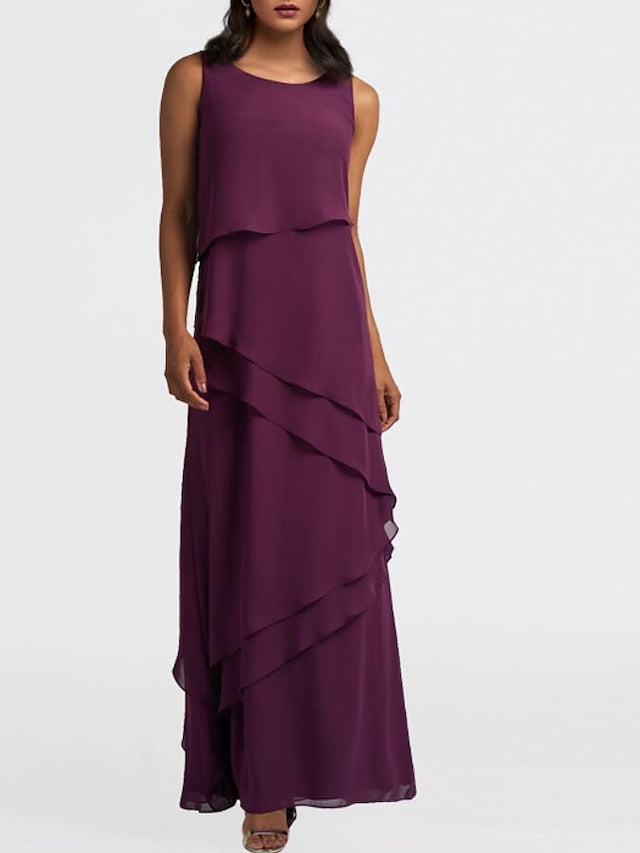 Floor-Length Mother of the Bride Sheath Dress with Matching Jacket-BMbridal