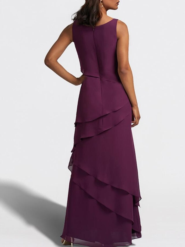 Floor-Length Mother of the Bride Sheath Dress with Matching Jacket-BMbridal
