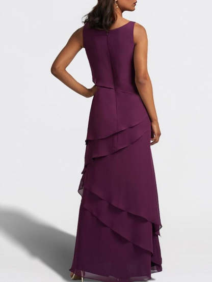 Floor-Length Mother of the Bride Sheath Dress with Matching Jacket-BMbridal