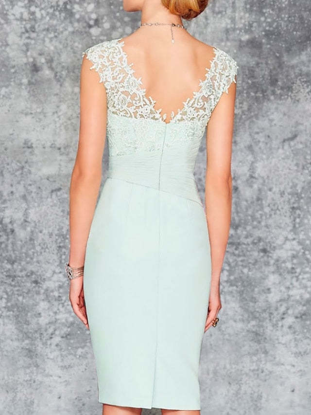 Knee-Length V-Neck Sheath/Column Mother of the Bride Dresses-BMbridal