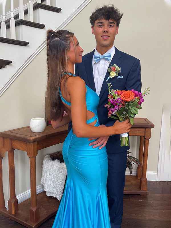 Yellow Mermaid Unique Open Back Long Prom Dress