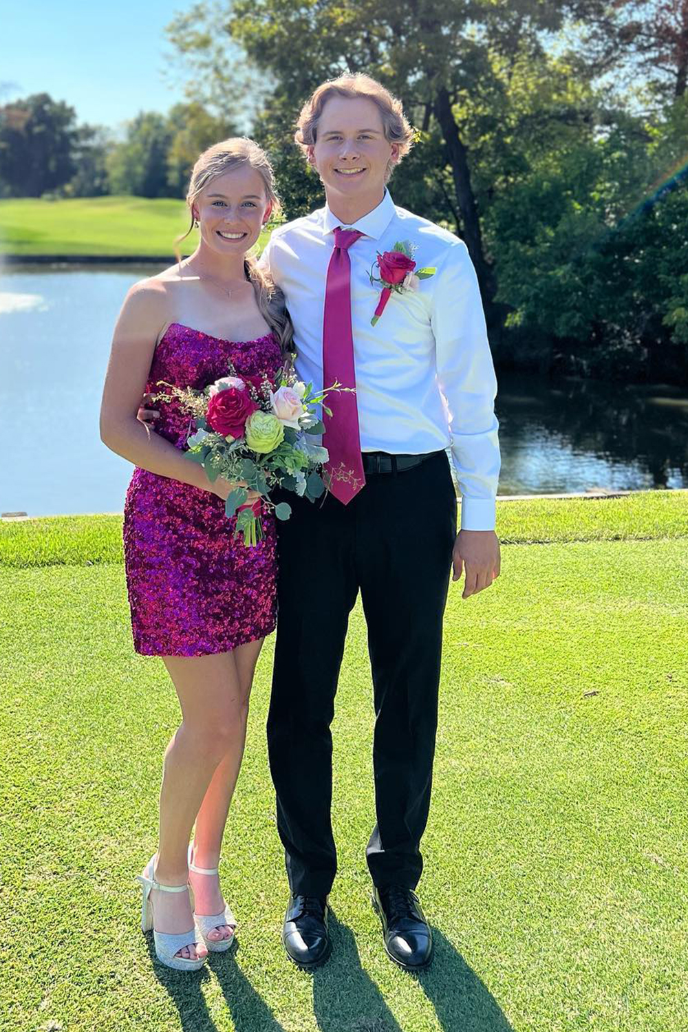 Sparkly Fuchsia Sequins Strapless Sleeveless Tight Homecoming Dress-BMbridal