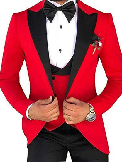 Single-Breasted One-Button Tailored Fit 3-Piece Wedding Suit For Men In Solid Colors-BMbridal