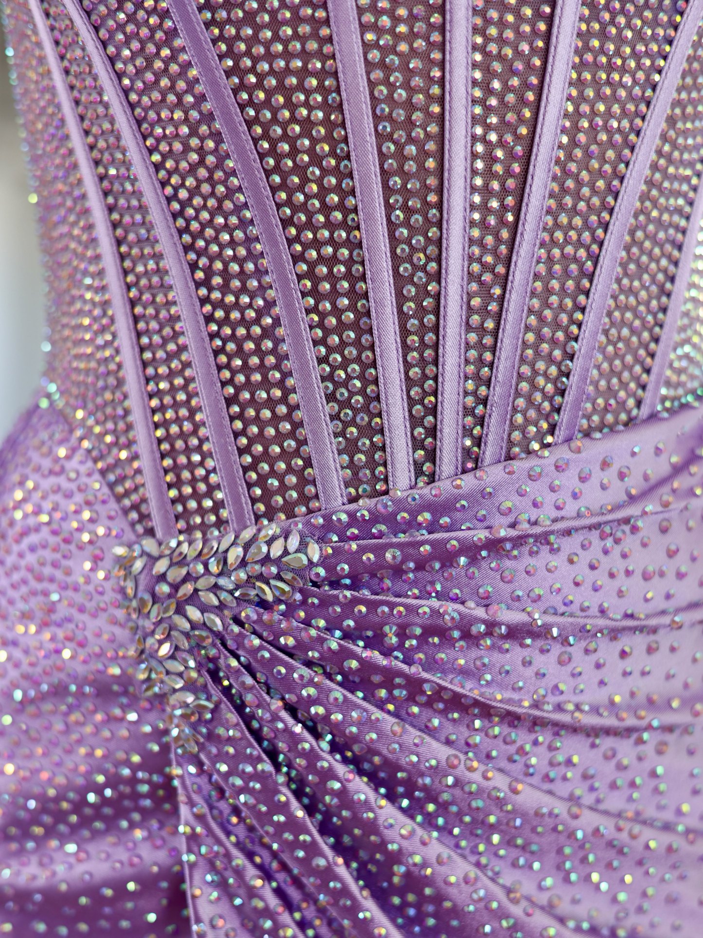 Strapless Sweetheart Rhinestone Sheer Corset Homecoming Dress Ruched Wrap Skirt Slit Mini