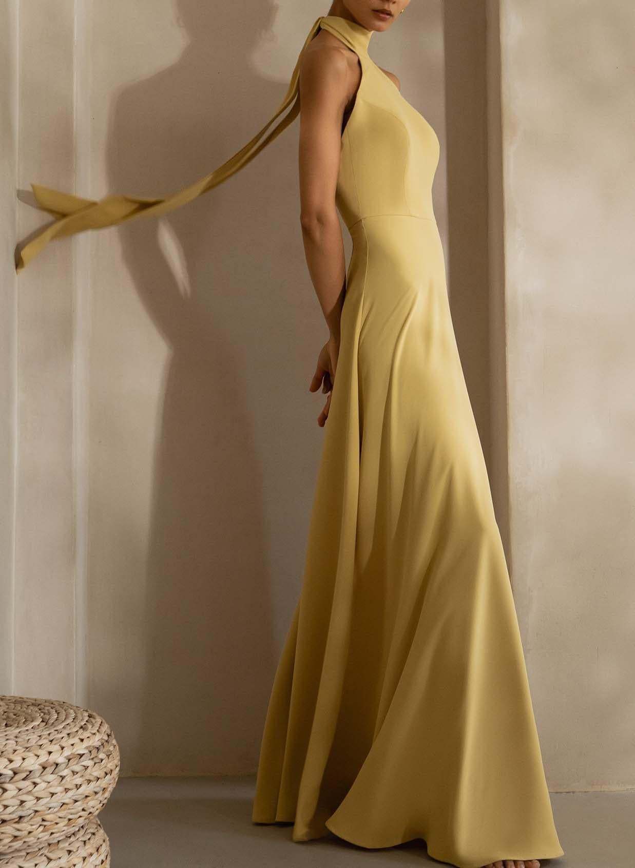 A-Line Bridesmaid Dresses with Halter Open Back