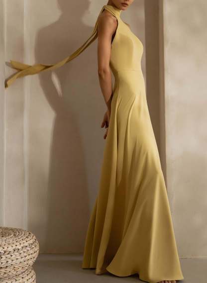 A-Line Bridesmaid Dresses with Halter Open Back