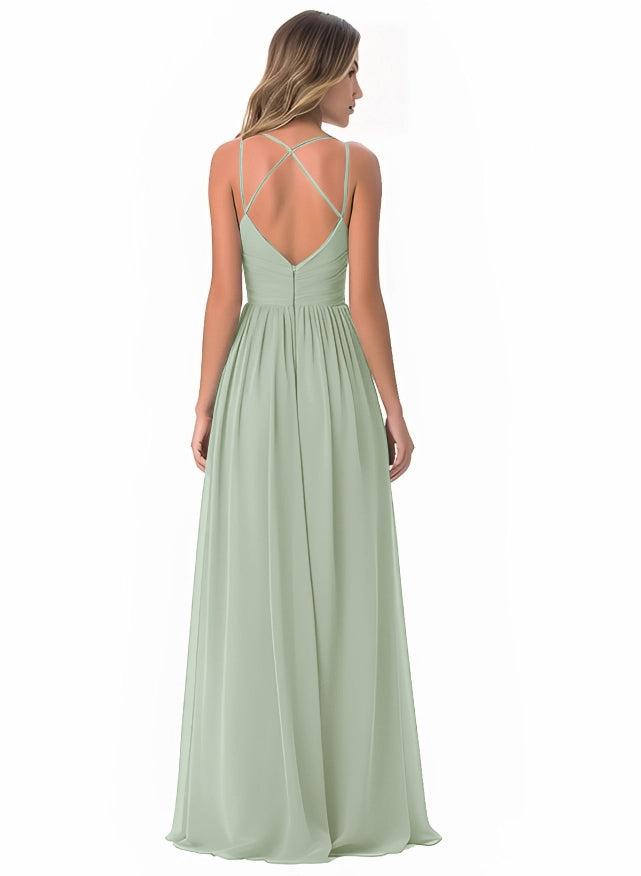 Floor-Length A-Line Bridesmaid Dress with Spaghetti Straps