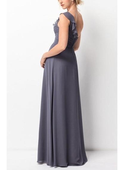 A-Line One Shoulder Chiffon Bridesmaid Dresses With Split Front
