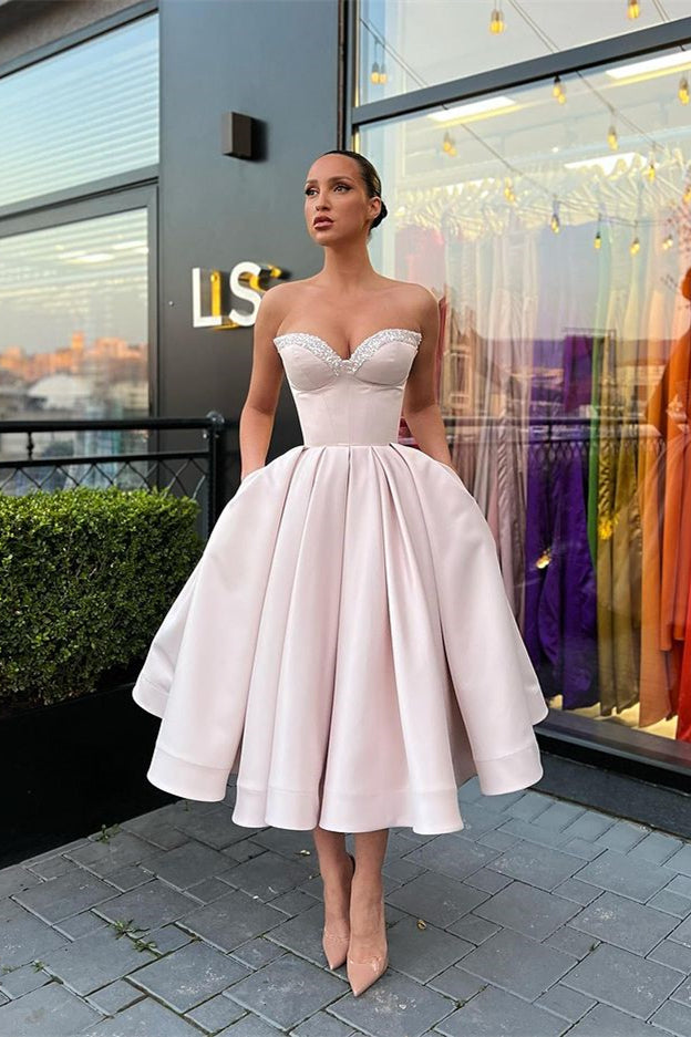 A-line Sweetheart Short Prom Dresses with Beadings-BMbridal.com