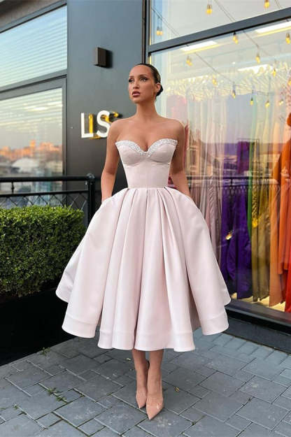 A-line Sweetheart Short Prom Dresses with Beadings-BMbridal.com