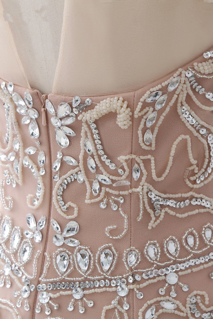 BMbridal Affordable Tulle Jewel Sleeveless Mermaid Prom Dress with Appliques