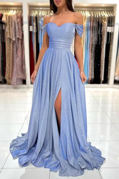 Bmbridal Off-the-Shoulder Prom Dress Slit Long On Sale