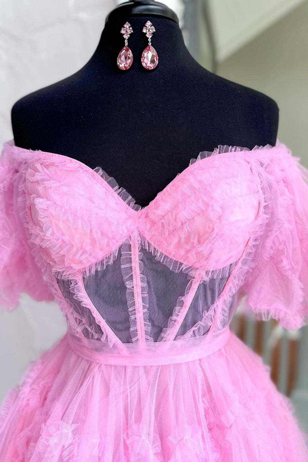 Fuchsia Corset A-Line Short Homecoming Dress