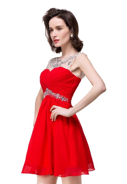 BMbridal A-line Jewel Chiffon Party Dress With Crystal