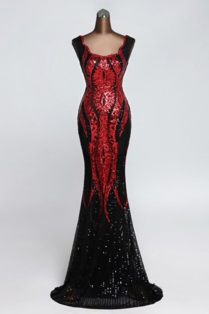 BMbridal Gorgeous Sequined Square-Neck Mermaid Prom Dresses Sleeveless Online