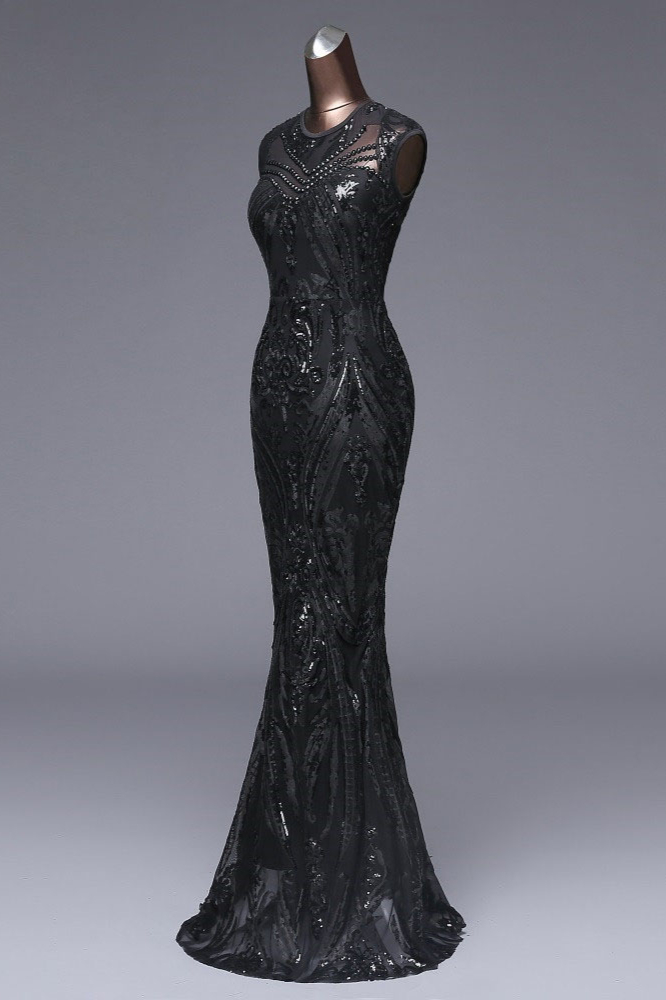 BMbridal Elegant Sequined Jewel Sleeveless Mermaid Prom Dresses with Beadings