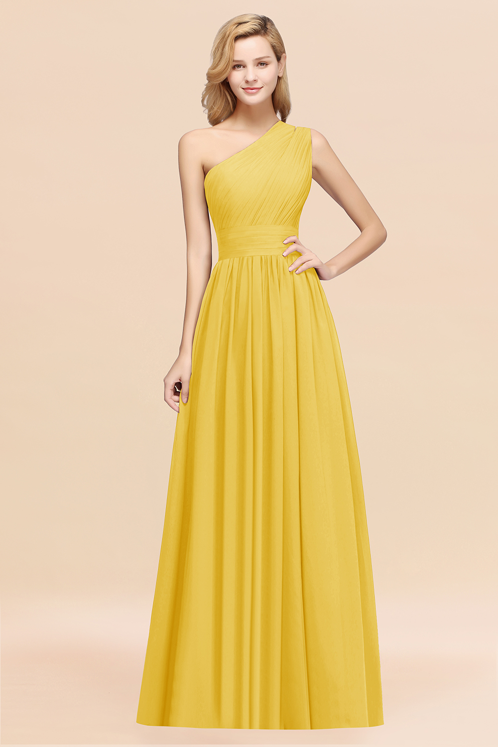 BMbridal Stylish One-shoulder Sleeveless Long Junior Bridesmaid Dresses Affordable-BMbridal