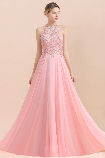 BMbridal A-line Chiffon Lace Ruffles Bridesmaid Dress with Beadings