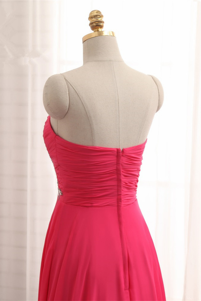 BMbridal Chic Strapless Sweetheart Watermelon Prom Dresses A-Line Ruffles Crystals Evening Dresses Online-BMbridal