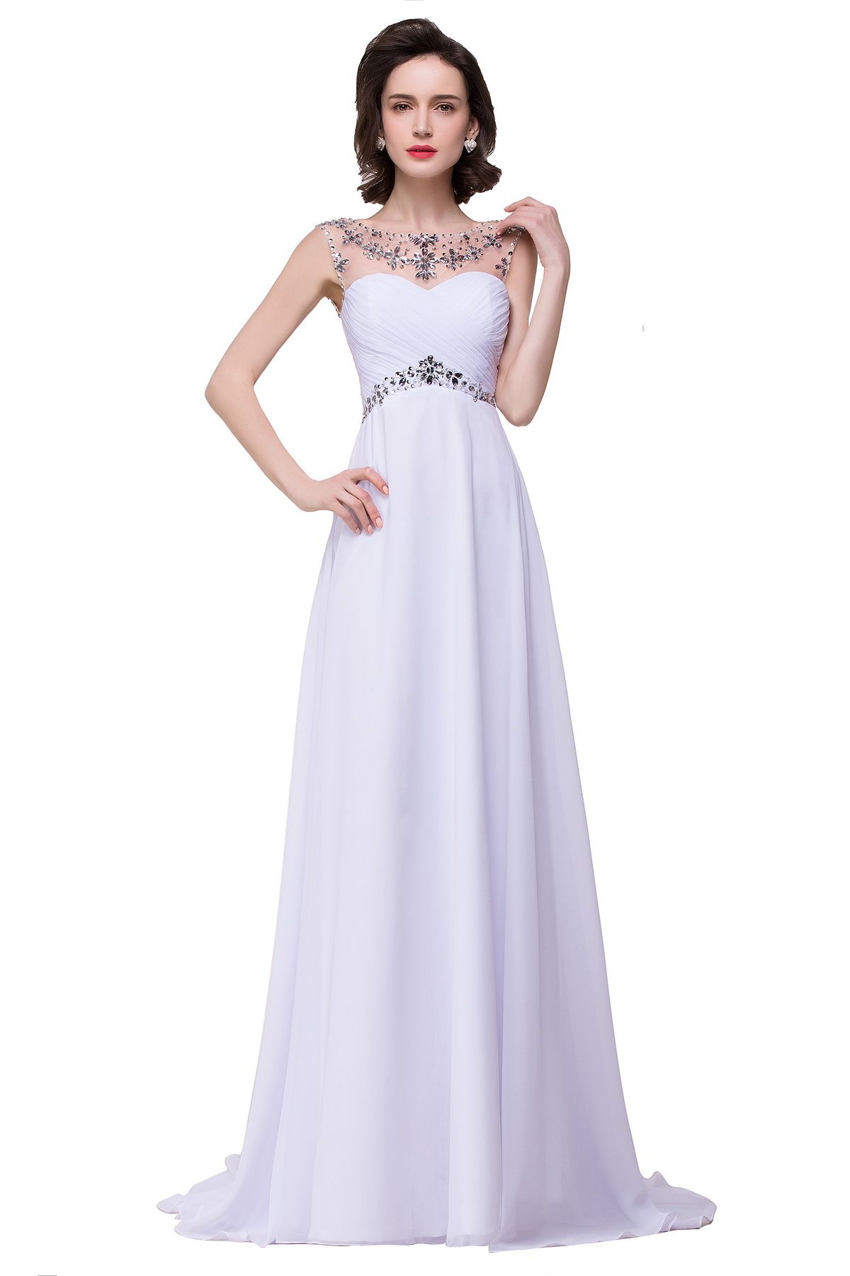 BMbridal A-line Sweetheart Chiffon Evening Dress With Crystal