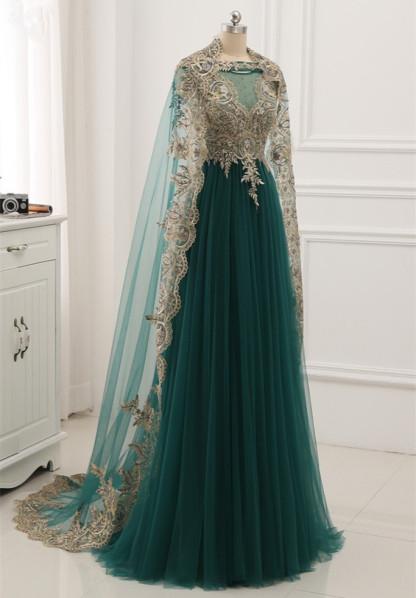 BMbridal Elegant Tulle Jewel Beading Appliques Prom Dresses with Ruffles Online