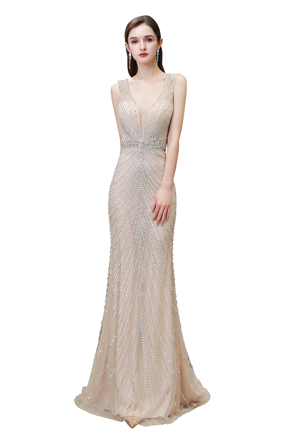 BMbridal Luxurious Beadings Mermaid Prom Dress Long Mermaid Evening Gowns On Sale