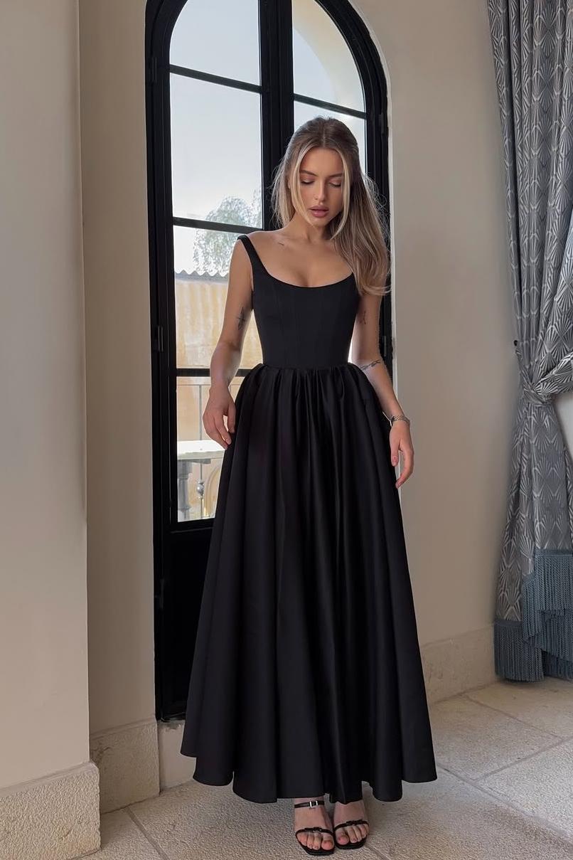 Spaghetti Strap Sleeveless A Line Long Prom Dress With Pleated