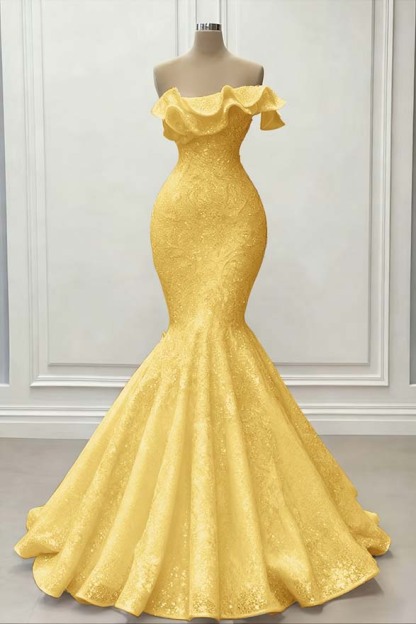 Red Gorgeous Strapless Mermaid Sequins Prom Dress With Embroidery On Sale