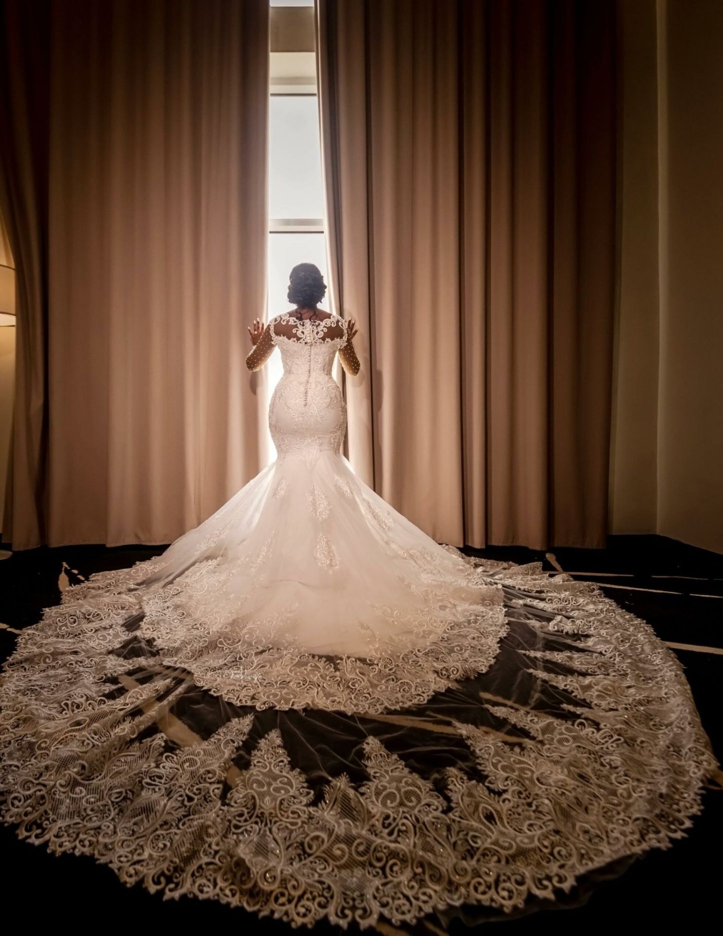 Bmbridal Long Sleeves Mermaid Wedding Dress With Lace On Sale-BMbridal