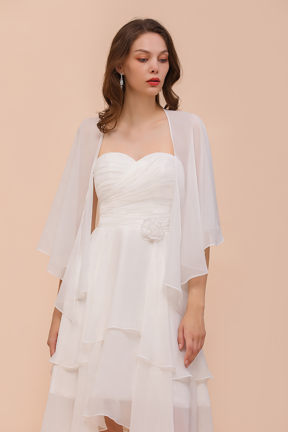 BMbridal White Chiffon Special Occasions Wraps-BMbridal