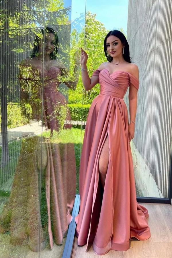 Bmbridal Off-the-Shoulder Long Prom Dress With Slit